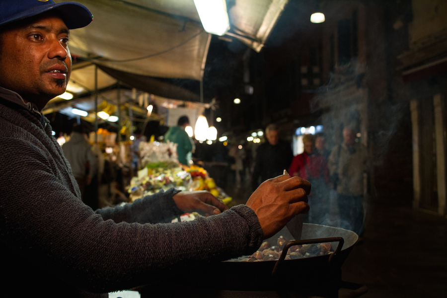 Vendor selling items in Venice