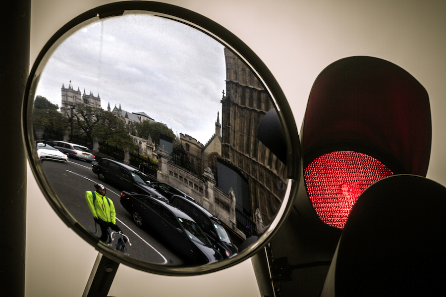 Cyclist at a light